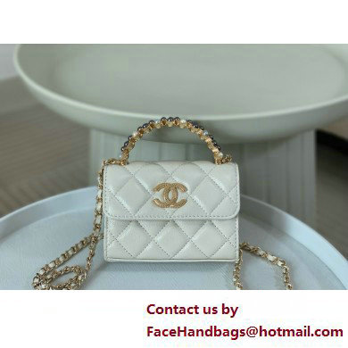 CHANEL Shiny Crumpled Lambskin small Clutch with Chain AP3802 white 2025