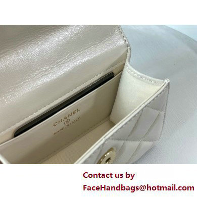 CHANEL Shiny Crumpled Lambskin small Clutch with Chain AP3802 white 2025