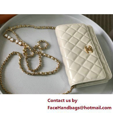 CHANEL Wallet on Chain IN Shiny Crumpled Calfskin AP3785 WHITE 2025