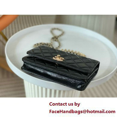 CHANEL Wallet on Chain IN Shiny Crumpled Lambskin AP3801 black 2025