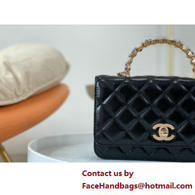 CHANEL Wallet on Chain IN Shiny Crumpled Lambskin AP3801 black 2025