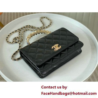 CHANEL Wallet on Chain IN Shiny Crumpled Lambskin AP3801 black 2025