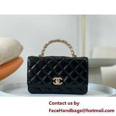 CHANEL Wallet on Chain IN Shiny Crumpled Lambskin AP3801 black 2025