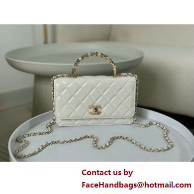 CHANEL Wallet on Chain IN Shiny Crumpled Lambskin AP3801 white 2025