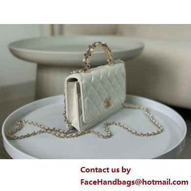 CHANEL Wallet on Chain IN Shiny Crumpled Lambskin AP3801 white 2025