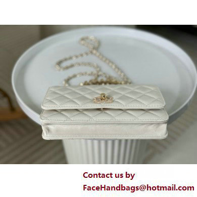 CHANEL Wallet on Chain IN Shiny Crumpled Lambskin AP3801 white 2025