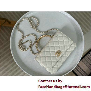 CHANEL Wallet on Chain IN Shiny Crumpled Lambskin AP3801 white 2025