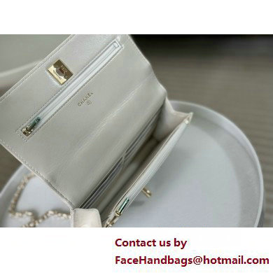 CHANEL Wallet on Chain IN Shiny Crumpled Lambskin AP3801 white 2025