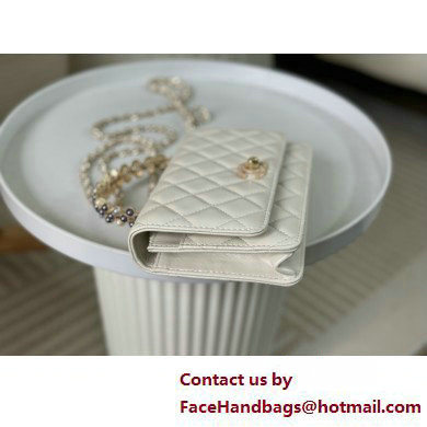 CHANEL Wallet on Chain IN Shiny Crumpled Lambskin AP3801 white 2025