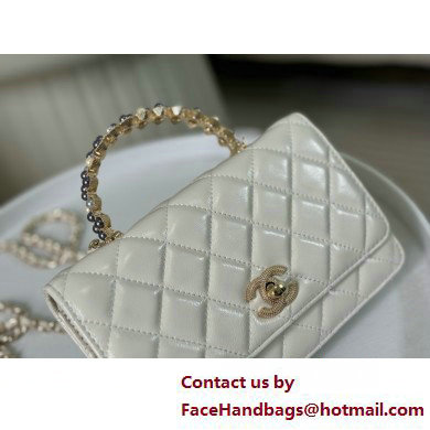 CHANEL Wallet on Chain IN Shiny Crumpled Lambskin AP3801 white 2025