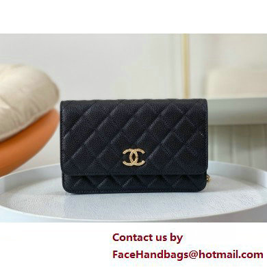 CHANEL Wallet on Chain IN Shiny Grained Calfskin AP3971 BLACK 2025 - Click Image to Close