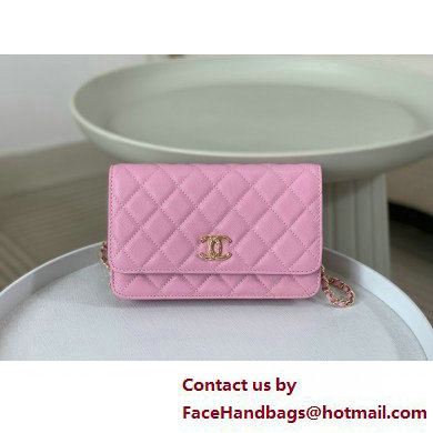 CHANEL Wallet on Chain IN Shiny Grained Calfskin AP3971 PINK 2025