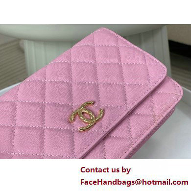 CHANEL Wallet on Chain IN Shiny Grained Calfskin AP3971 PINK 2025