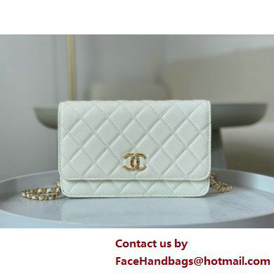 CHANEL Wallet on Chain IN Shiny Grained Calfskin AP3971 WHITE 2025 - Click Image to Close