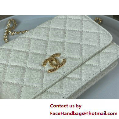 CHANEL Wallet on Chain IN Shiny Grained Calfskin AP3971 WHITE 2025