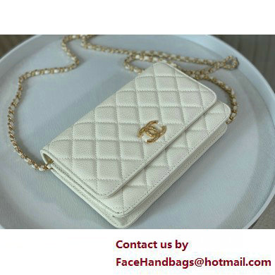 CHANEL Wallet on Chain IN Shiny Grained Calfskin AP3971 WHITE 2025