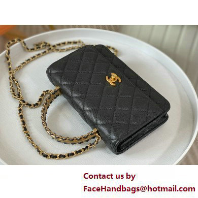 CHANEL Wallet on Chain IN Shiny Grained Calfskin AP4062 black 2025