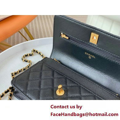 CHANEL Wallet on Chain IN Shiny Grained Calfskin AP4062 black 2025