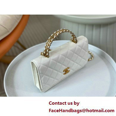 CHANEL Wallet on Chain IN Shiny Grained Calfskin AP4062 white 2025 - Click Image to Close