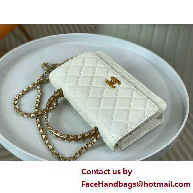 CHANEL Wallet on Chain IN Shiny Grained Calfskin AP4062 white 2025