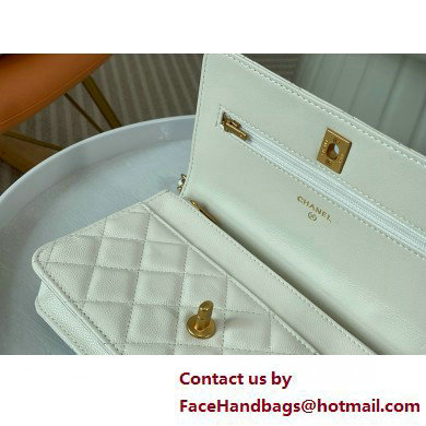 CHANEL Wallet on Chain IN Shiny Grained Calfskin AP4062 white 2025