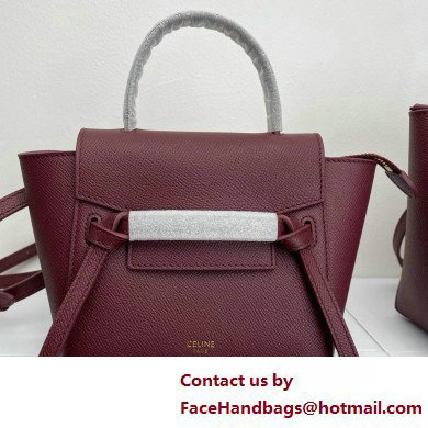 Celine MICRO Belt bag in grained calfskin BURGUNDY 2025