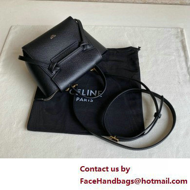 Celine mini belt pico Bag in grained calfskin black 2025