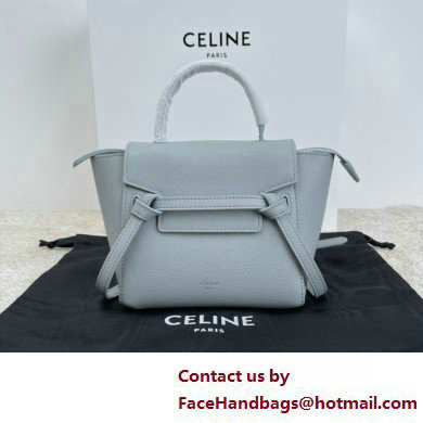 Celine mini belt pico Bag in grained calfskin bleu lin 2025 - Click Image to Close