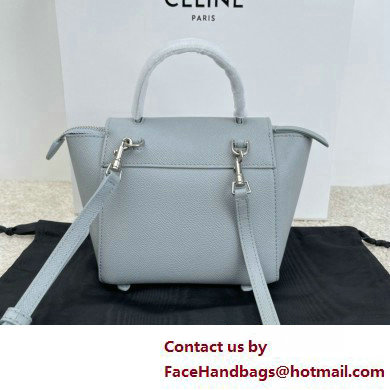 Celine mini belt pico Bag in grained calfskin bleu lin 2025