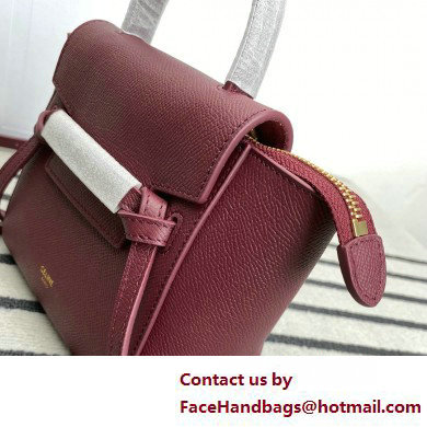 Celine mini belt pico Bag in grained calfskin burgundy 2025