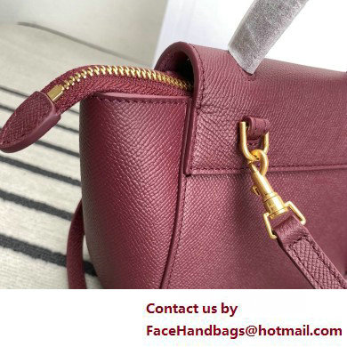 Celine mini belt pico Bag in grained calfskin burgundy 2025