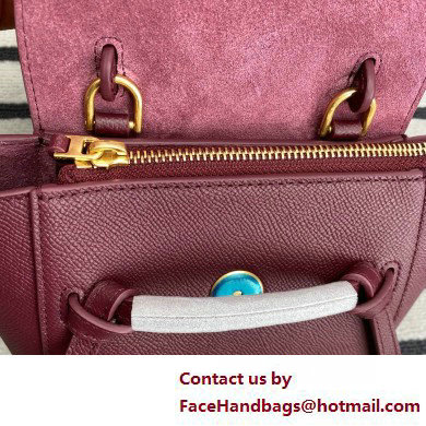 Celine mini belt pico Bag in grained calfskin burgundy 2025