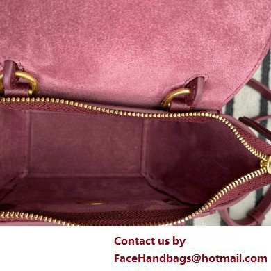 Celine mini belt pico Bag in grained calfskin burgundy 2025