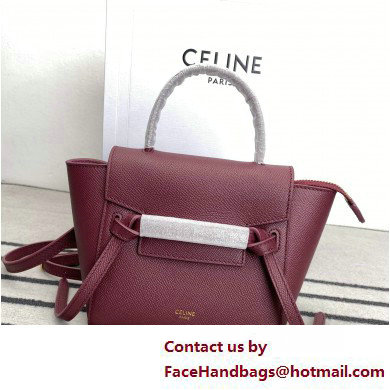 Celine mini belt pico Bag in grained calfskin burgundy 2025