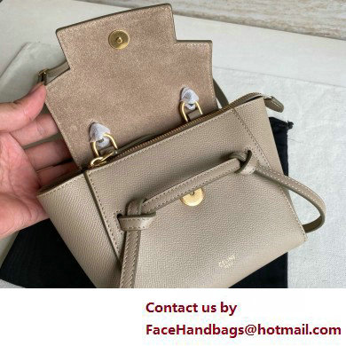 Celine mini belt pico Bag in grained calfskin khaki 2025