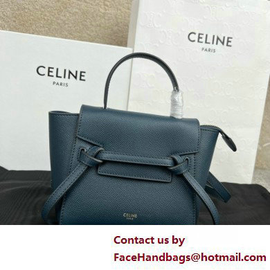 Celine mini belt pico Bag in grained calfskin navy blue 2025