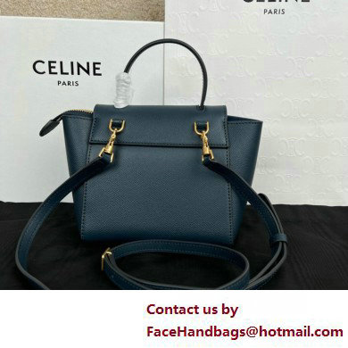 Celine mini belt pico Bag in grained calfskin navy blue 2025