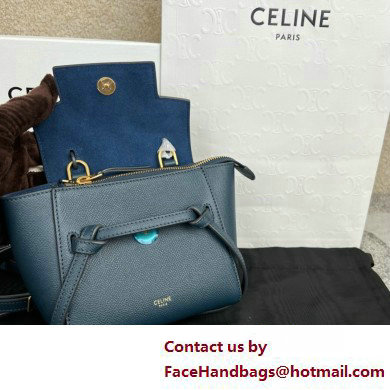 Celine mini belt pico Bag in grained calfskin navy blue 2025