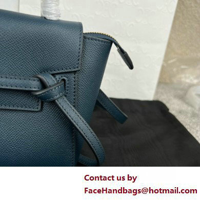 Celine mini belt pico Bag in grained calfskin navy blue 2025