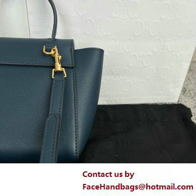 Celine mini belt pico Bag in grained calfskin navy blue 2025