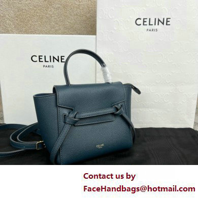 Celine mini belt pico Bag in grained calfskin navy blue 2025