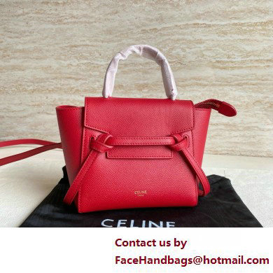 Celine mini belt pico Bag in grained calfskin red 2025 - Click Image to Close