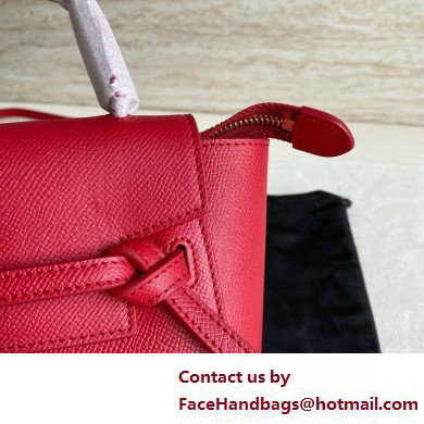 Celine mini belt pico Bag in grained calfskin red 2025