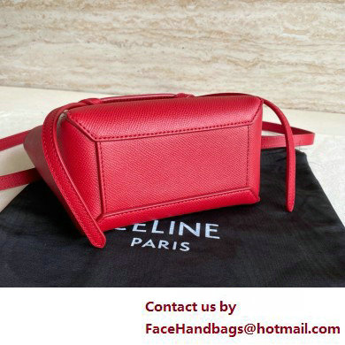 Celine mini belt pico Bag in grained calfskin red 2025