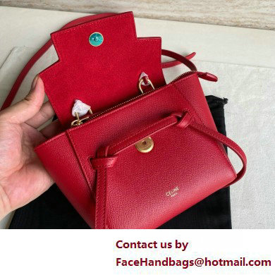 Celine mini belt pico Bag in grained calfskin red 2025