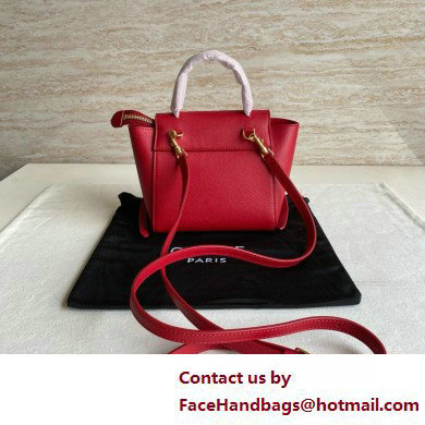 Celine mini belt pico Bag in grained calfskin red 2025