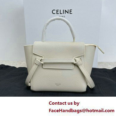 Celine mini belt pico Bag in grained calfskin white 2025 - Click Image to Close