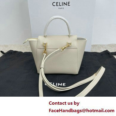 Celine mini belt pico Bag in grained calfskin white 2025