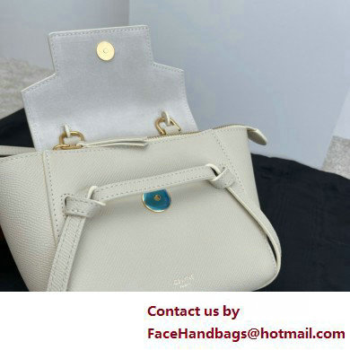 Celine mini belt pico Bag in grained calfskin white 2025