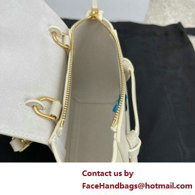 Celine mini belt pico Bag in grained calfskin white 2025